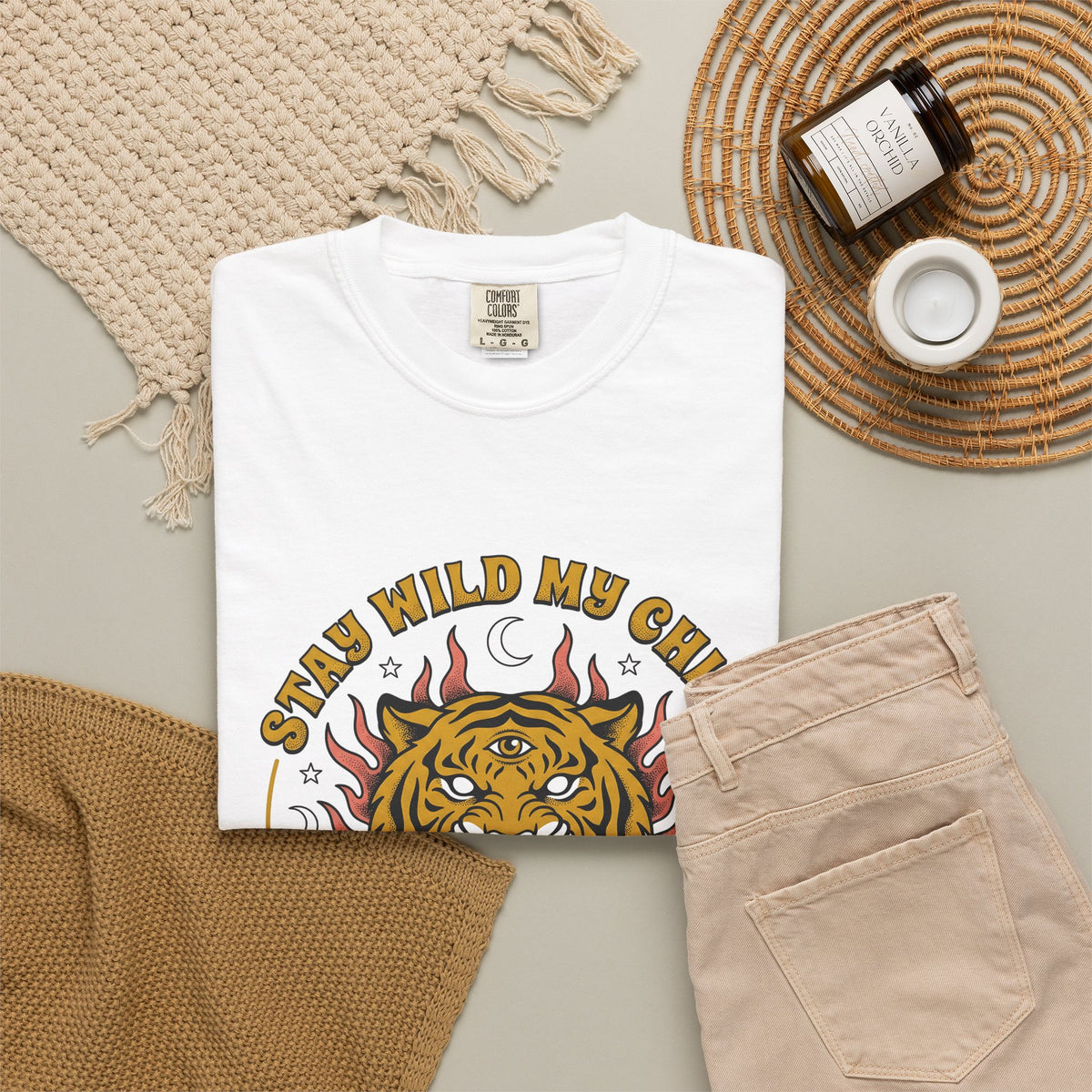 Tiger Head T-Shirt Boho Chic Animal Gift Women Psychedelic T-Shirt Tiger T-Shirt Hippie Fan Tribal Graphic Vintage Rose T-Shirt