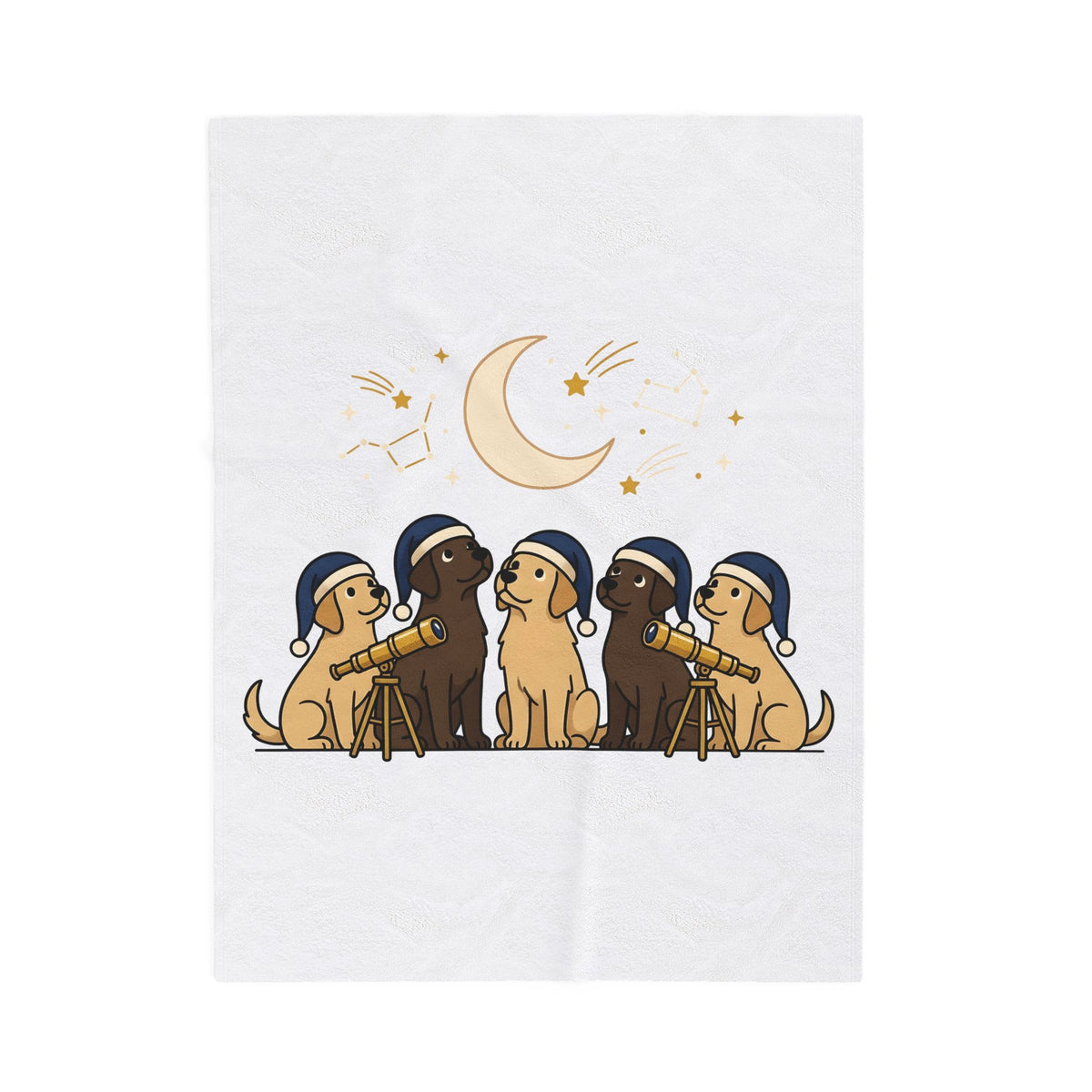 Labrador Pups Blanket Dog Stargazing Gift Women Adorable Cartoon Blanket Puppy Blanket Dog Fan Cute Blanket Astronomy Graphic Clean Binoculars
