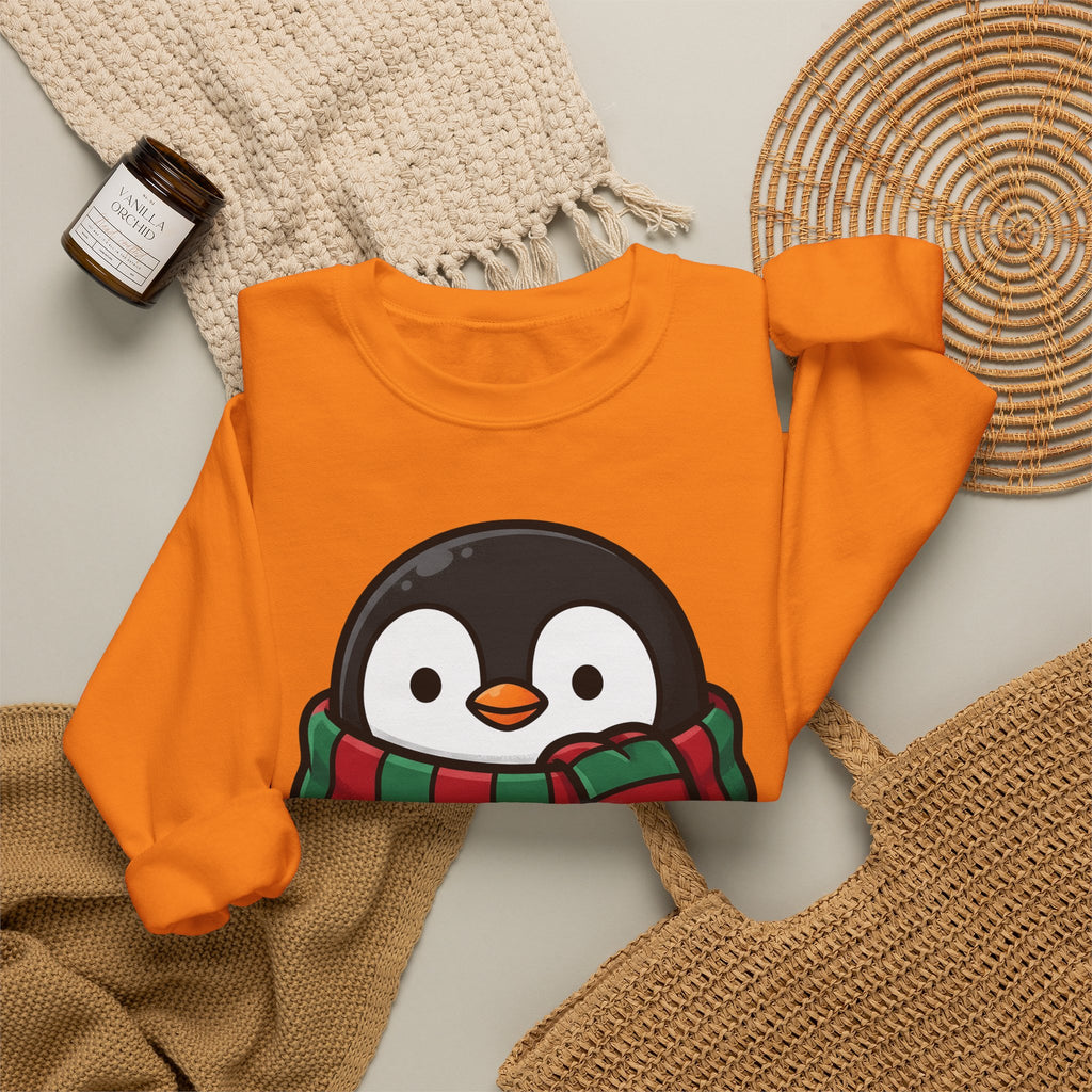 Penguin Clipart Sweatshirt Animals Festive Gift Women Kawaii Sweatshirt Pinguin Sweatshirt Wildlife Fan Cute Sweatshirt Holiday Graphic Comic Neck Wrap Sweatshirt
