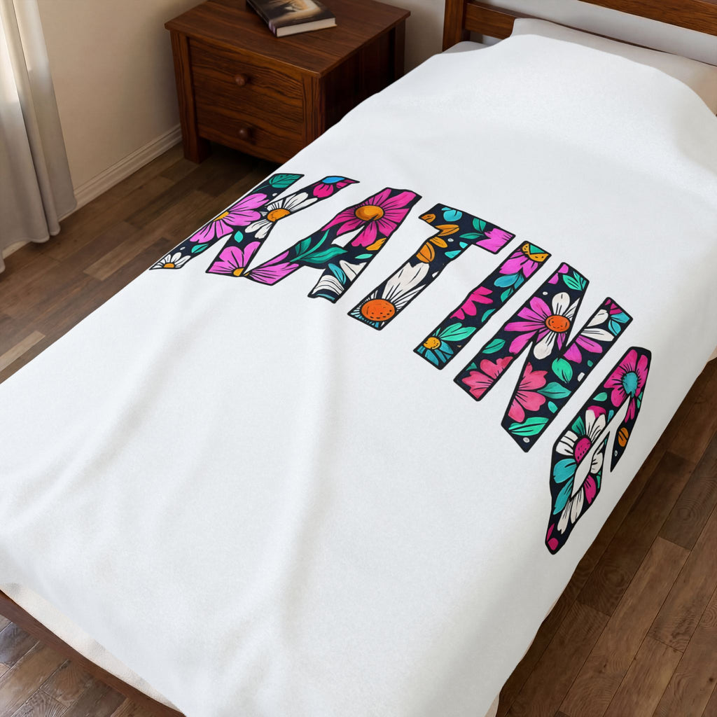 Floral Text Blanket Skating Nature Gift Women Simple Graphic Blanket Typography Blanket Skater Fan Minimalist Blanket Earth Graphic Old School
