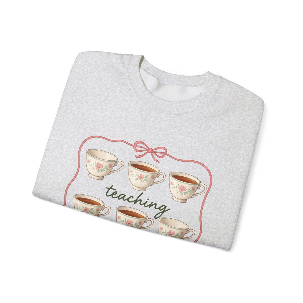 Floral Teacup Sweatshirt Teachers Coffee Gift Women Vintage Sweatshirt Teacup Sweatshirt Educator Enthusiast Retro Sweatshirt Caffeine Graphic Hand Drawn Bow