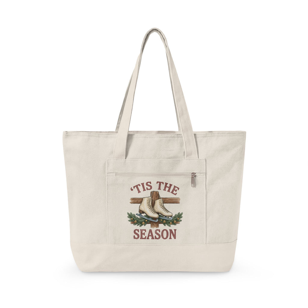 Skating Boots Tote Bag Christmas Frost Gift Women Doodle Tote Bag Ice Skates Tote Bag Christmas Fan Ice Skate Tote Bag Frosty Graphic Illustration