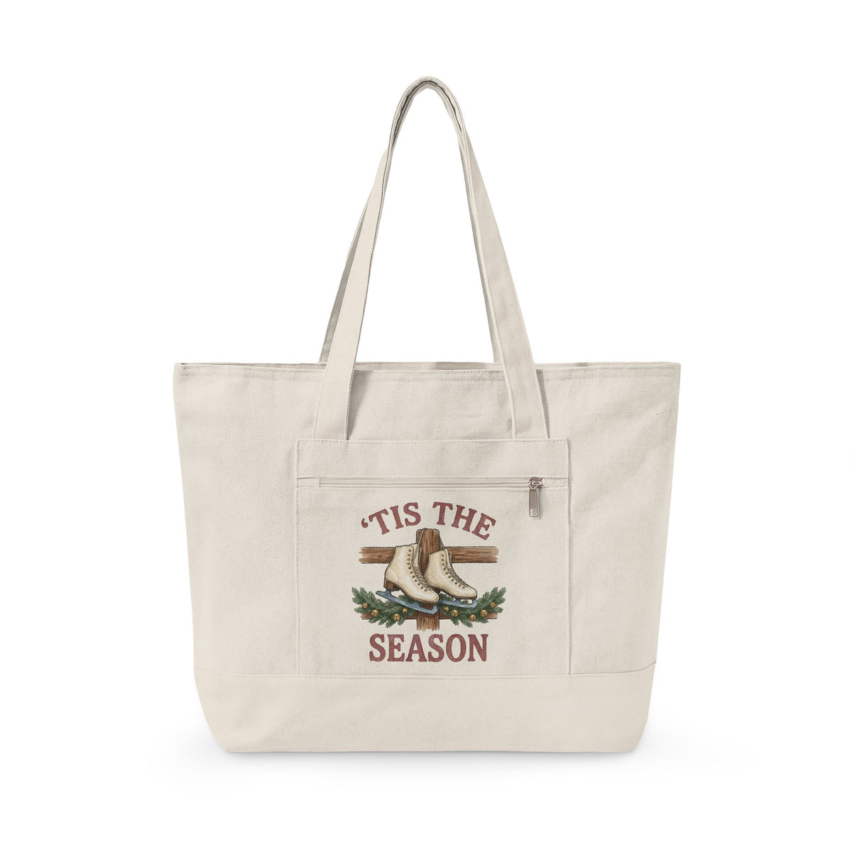 Skating Boots Tote Bag Christmas Frost Gift Women Doodle Tote Bag Ice Skates Tote Bag Christmas Fan Ice Skate Tote Bag Frosty Graphic Illustration