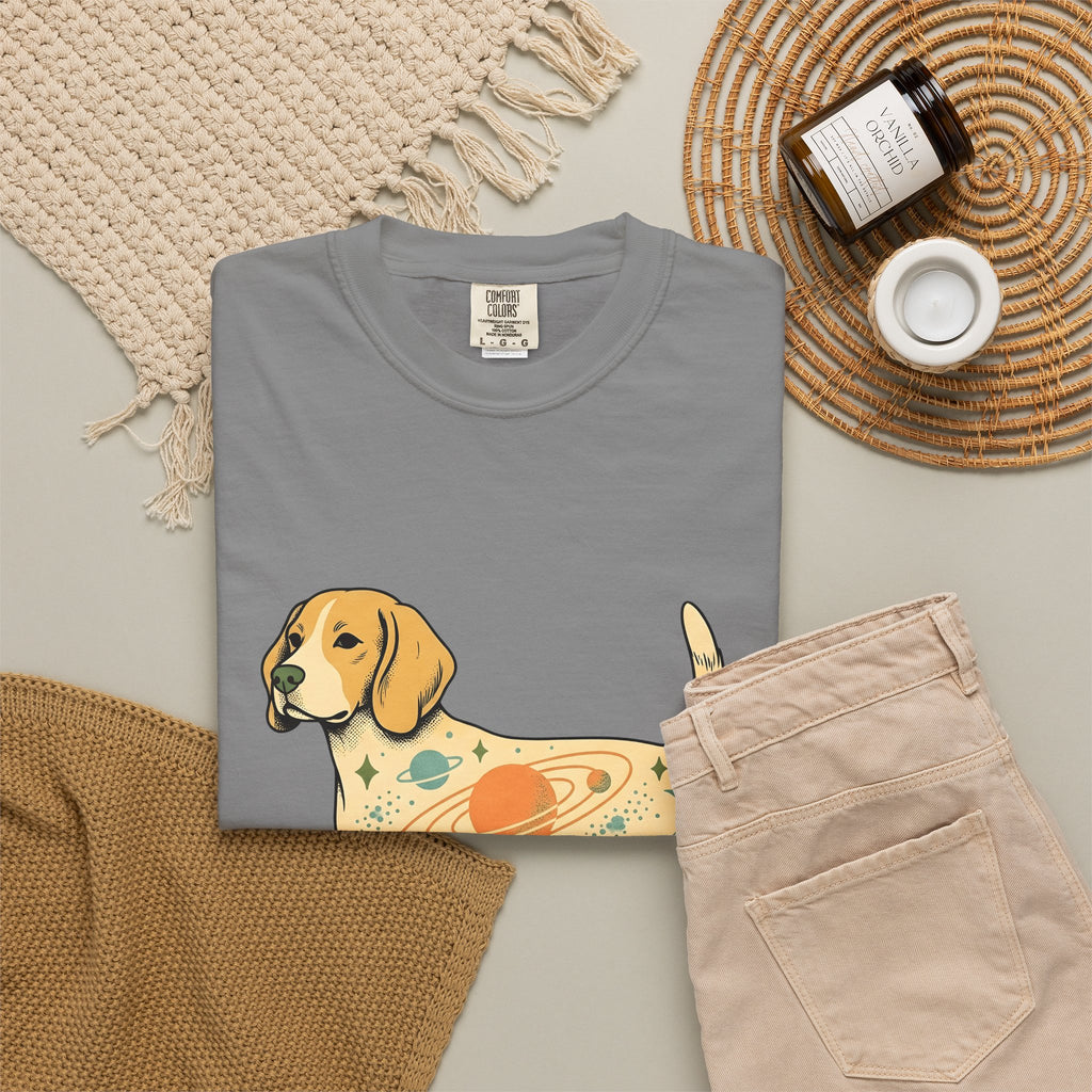 Beagle Puppy T-Shirt Dog Galaxy Gift Women Distressed T-Shirt Puppy T-Shirt Dog Fan Hound T-Shirt Universe Graphic Old School Cosmos T-Shirt