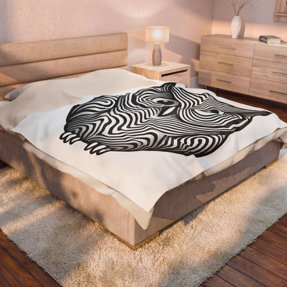 Owl Art Blanket Animal Wildlife Gift Women Abstract Blanket Hoot Blanket Animal Fan Nature Graphic Blanket Flat Motif Blanket