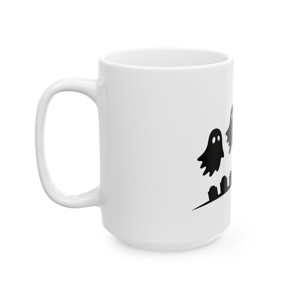 Ghost Halloween Spooky Gift Minimalist Specter Horror Fan Ghostly Creepy Silhouette Mug