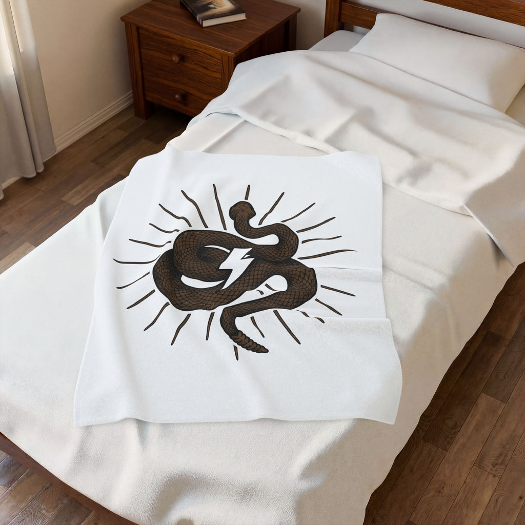 Snake Cowgirl Western Gift Boho Serpent Rodeo Fan Hippie Cowboy Vintage Lightning Bolt Blanket