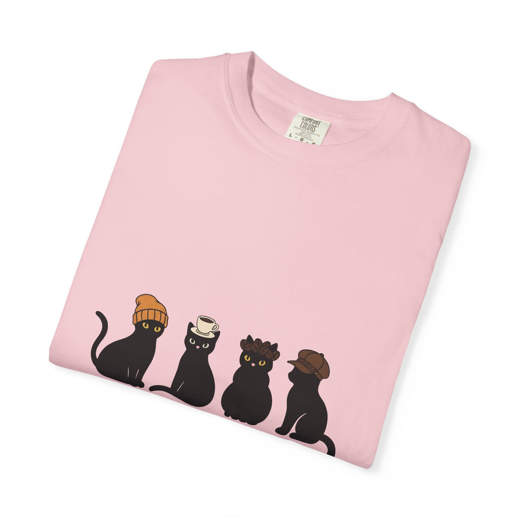 Black Cat T-Shirt Cat Cafe Gift Women Kawaii T-Shirt Kitty T-Shirt Cat Fan Feline T-Shirt Coffee Graphic Minimal Simple Hat T-Shirt