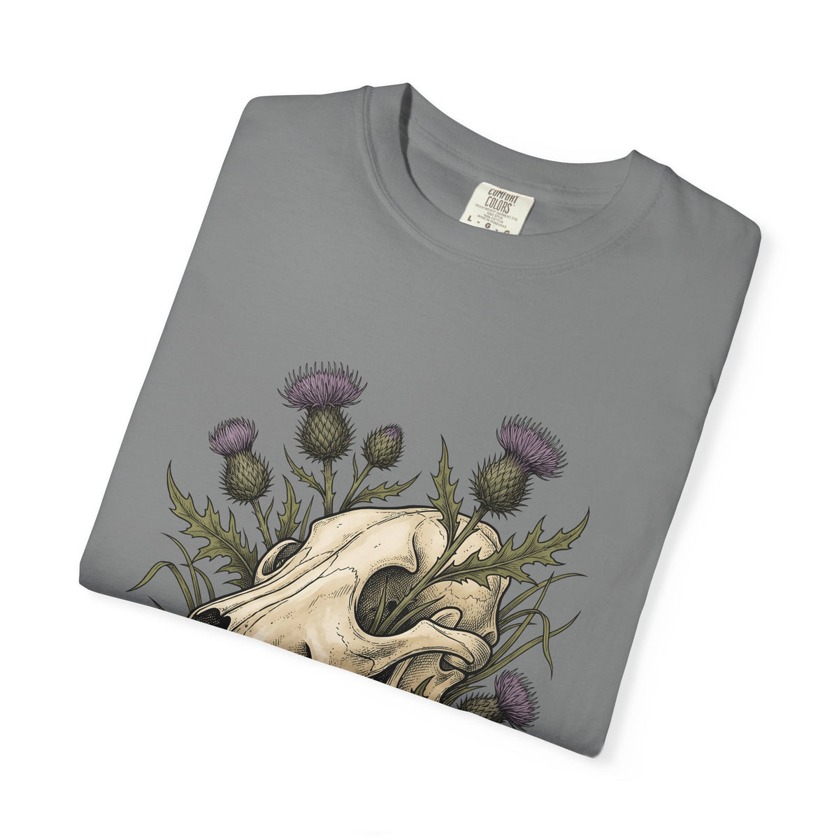 Animal Skull T-Shirt Animals & Flowers Spooky Gift Women Sketch T-Shirt Cranium T-Shirt Wildlife Fan Illustration Graphic T-Shirt Hand Drawn