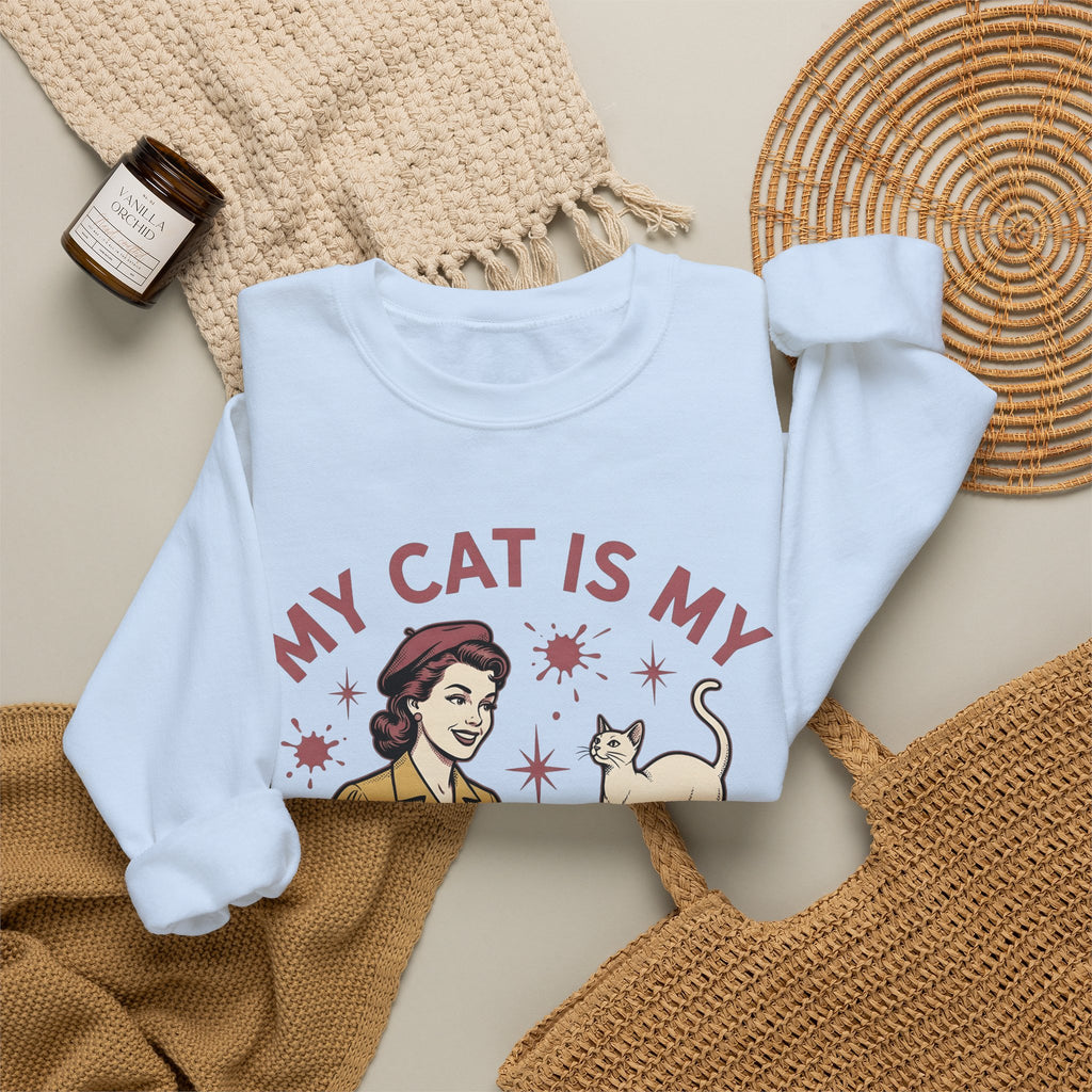 Kitty Artist Sweatshirt Cat Fauna Gift Women Antique Sweatshirt Cat Lady Sweatshirt Feline Fan Vintage Sweatshirt Wildlife Graphic Heritage Art Palette Sweatshirt