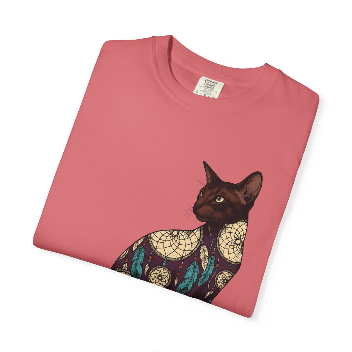 Feline Dreamcatcher Cat Metaphysical Gift Tribal Cat Dreamer Cat Fan Spiritual Mystical Doodle T-Shirt