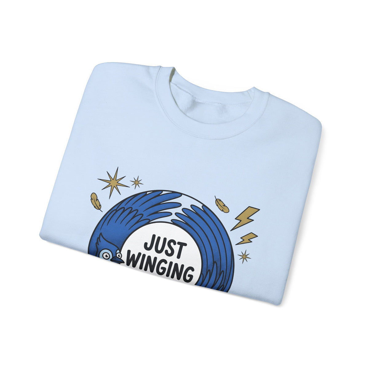Blue Bird Drawing Sweatshirt Funny Creatures Gift Women Hand Drawn Sweatshirt Bird Sweatshirt Comedy Fan Cartoon Sweatshirt Animal Graphic Classic Electric