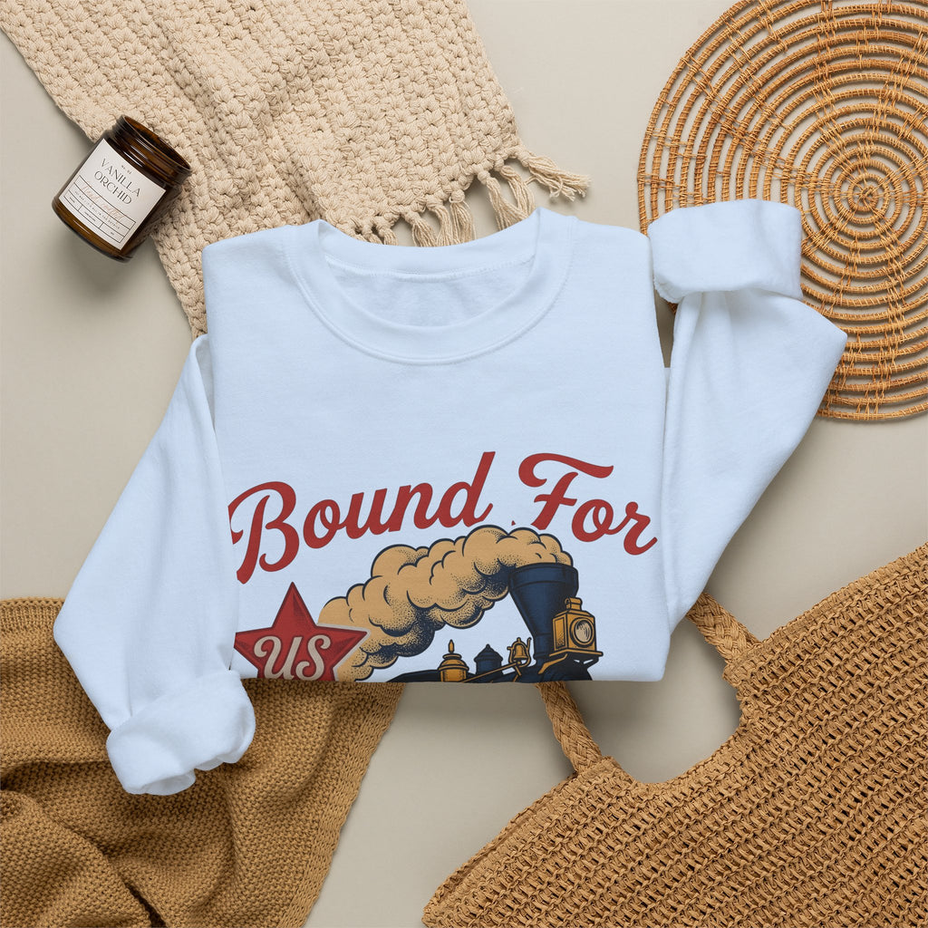 Locomotive Sweatshirt America Flag Gift Women Antique Sweatshirt Train Sweatshirt Patriot Fan Vintage Sweatshirt Banner Graphic Old School Spark Sweatshirt