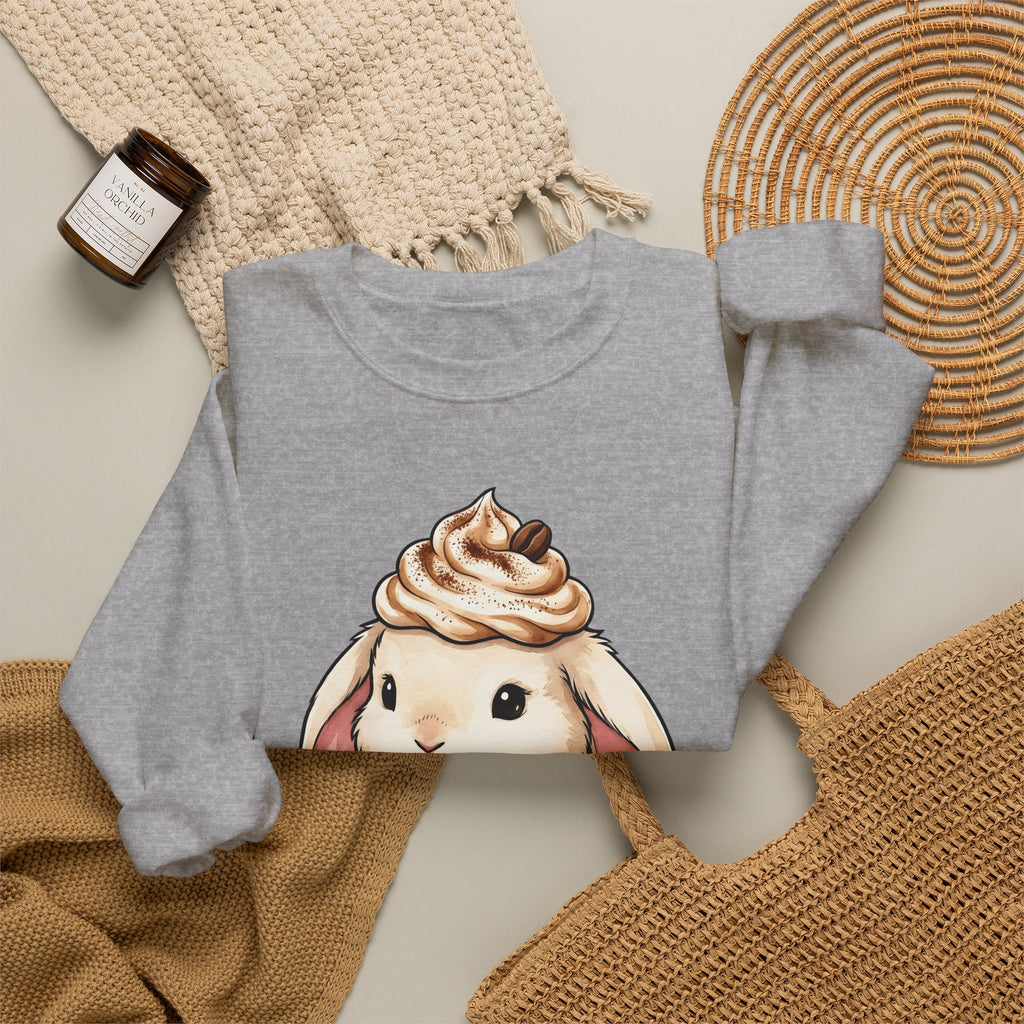 Bunny Espresso Sweatshirt Coffee Wildlife Gift Women Adorable Sweatshirt Rabbit Coffee Sweatshirt Coffee Fan Animal Graphic Sweatshirt Painterly Froth Sweatshirt