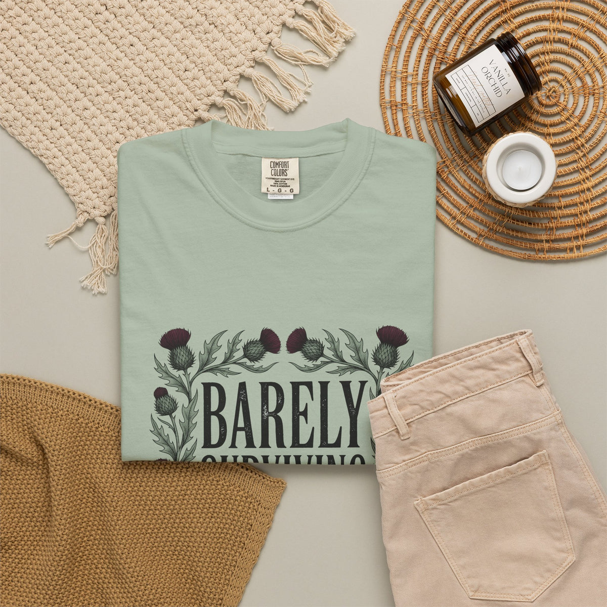 Thistle Flower Graphic T-Shirt Mom Humor Gift Women Botanical T-Shirt Thistle T-Shirt Mother Fan Illustrative T-Shirt Sarcastic Graphic Vintage