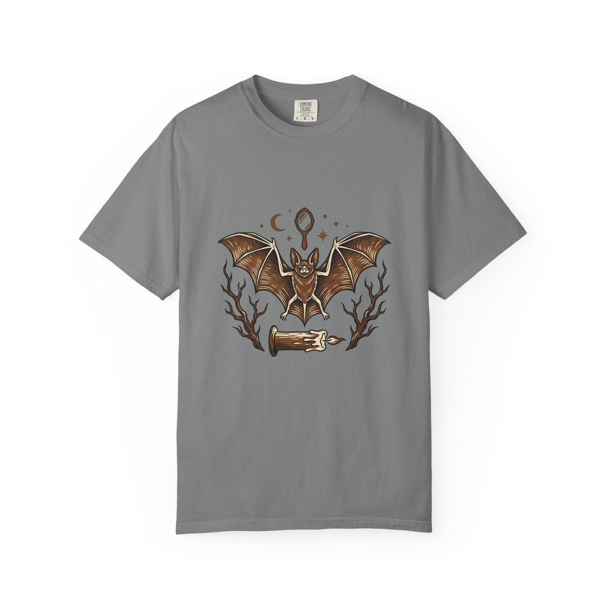 Bat Drawing T-Shirt Boho Chic Magic Gift Women Creepy T-Shirt Bat T-Shirt Bohemian Fan Spooky T-Shirt Mystical Graphic Sketch Taper Candle T-Shirt