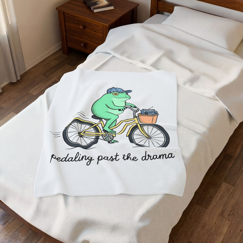 Frog Cycle Blanket Funny Critters Gift Women Graphic Blanket Toad Blanket Humor Fan Cartoon Blanket Creature Graphic Old School Music Player Blanket