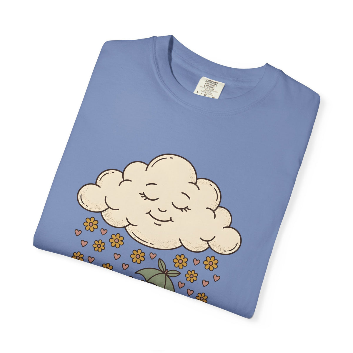 Joyful Cloud T-Shirt Boho Chic Encouragement Gift Women Cartoon T-Shirt Cloud T-Shirt Bohemian Fan Illustrated Graphic T-Shirt Hand Drawn Bloom