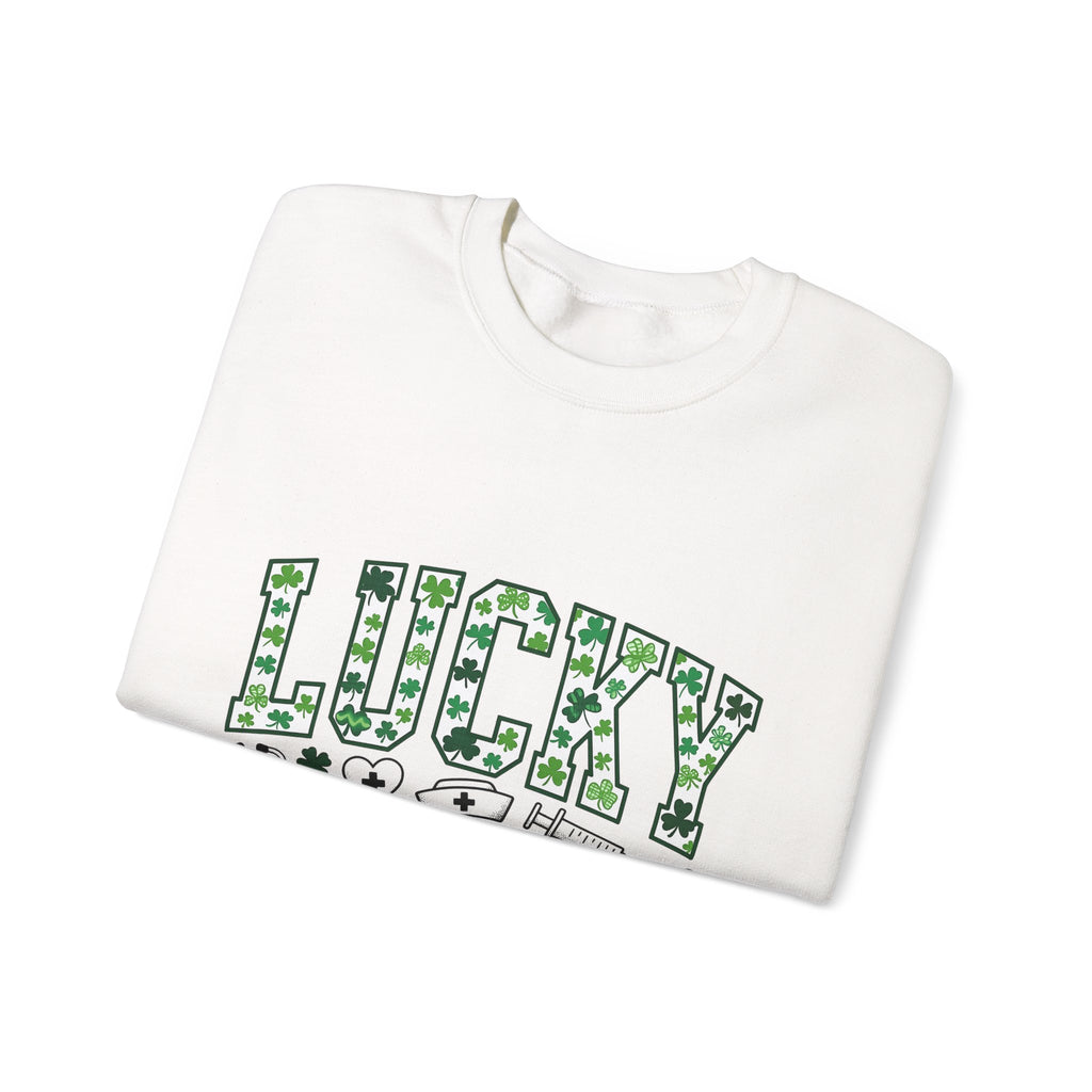 Clover Nurse Cap Sweatshirt Nurse Irish Celebration Gift Women Graphic Design Sweatshirt Nurse Hat Sweatshirt Nursing Enthusiast Nurse Uniform Sweatshirt St