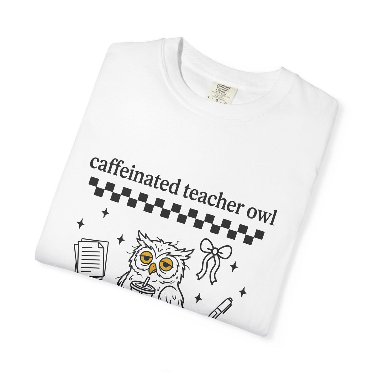 Coffee Owl T-Shirt Teacher Pets Gift Women Kawaii T-Shirt Owl T-Shirt Educator Enthusiast Cute T-Shirt Animal Graphic Hand Drawn Twinkles T-Shirt