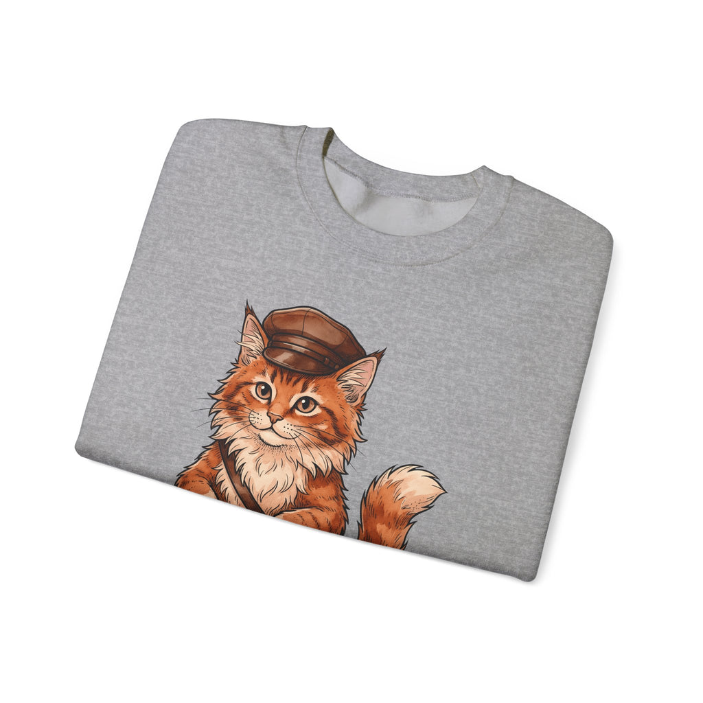Postal Cat Sweatshirt Cat Pet Gift Women Sketch Sweatshirt Mailcat Sweatshirt Cat Fan Feline Sweatshirt Animal Graphic Retro Letter Sweatshirt