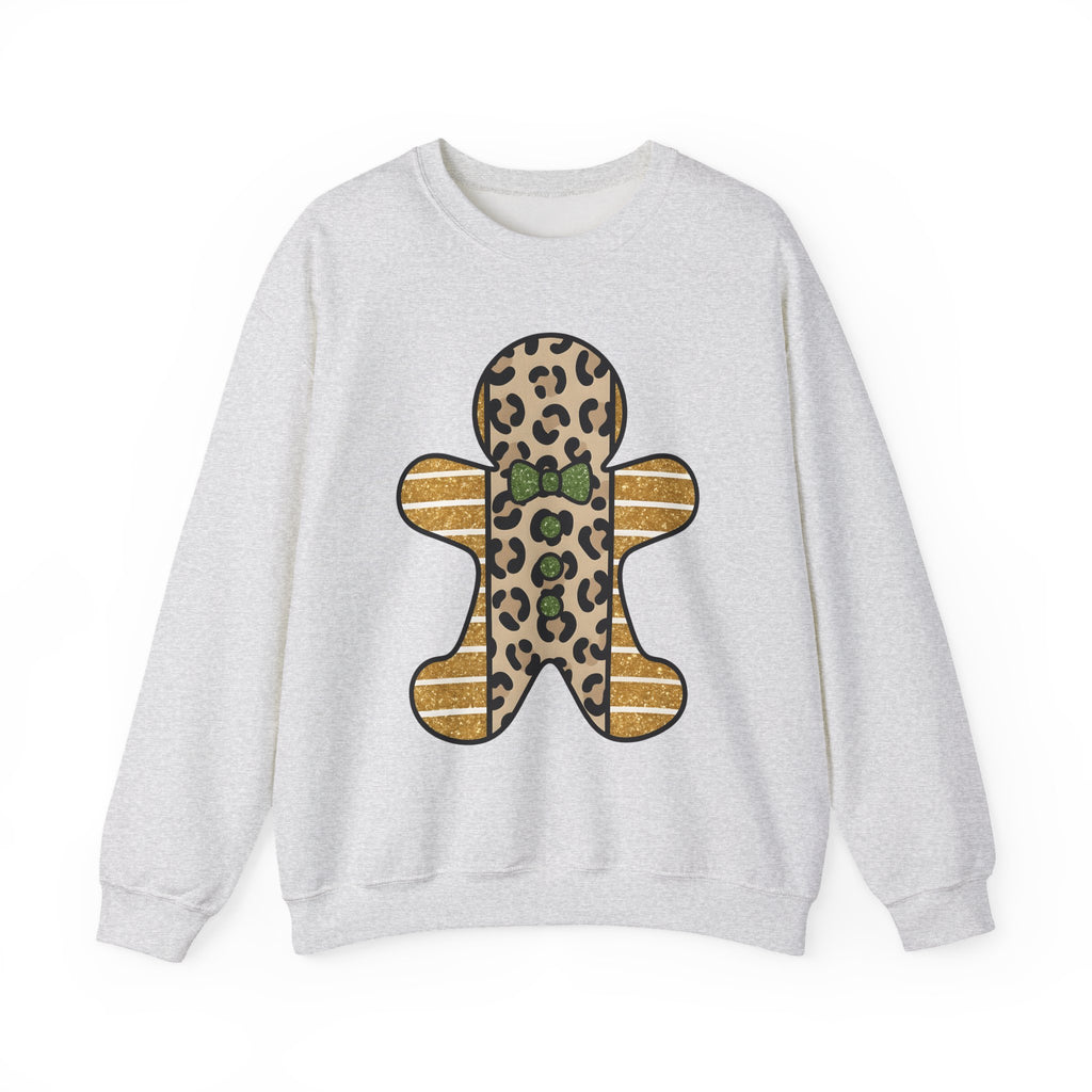 Spotted Gingerbread Animal Xmas Gift Shimmer Gingerbread Man Leopard Fan Glitter Holiday Sweatshirt