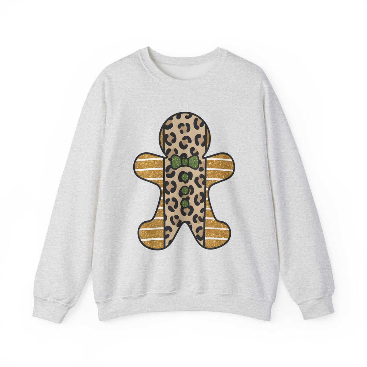 Spotted Gingerbread Animal Xmas Gift Shimmer Gingerbread Man Leopard Fan Glitter Holiday Sweatshirt