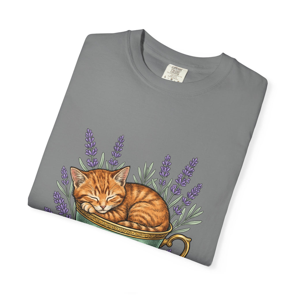 Kitten Cup T-Shirt Cat Garden Gift Women Line Art T-Shirt Cat T-Shirt T-Shirt Cat Fan Feline Graphic T-Shirt Floral Design Hand Painted Flower T-Shirt