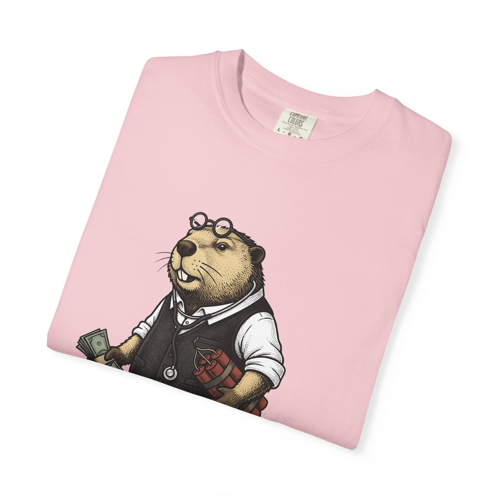 Beaver Apparel T-Shirt Funny Fauna Gift Women Caricature T-Shirt Beaver T-Shirt Humor Fan Cartoon T-Shirt Wildlife Graphic Old School Cash Money