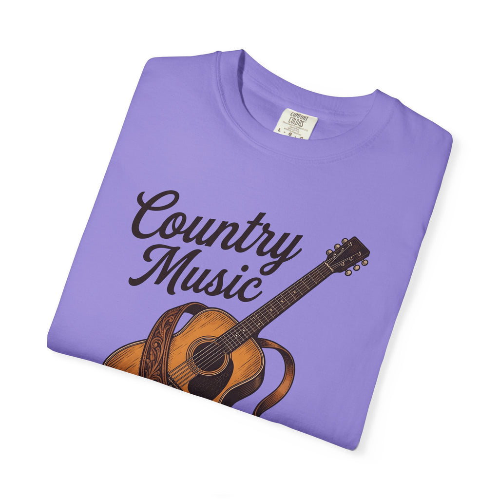 Acoustic Guitar Country Music Prairie Gift Hand Drawn Guitar Country Fan Illustrated Countrywestern T-Shirt