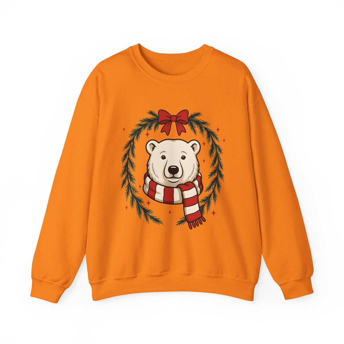 Arctic Bear Sweatshirt Christmas Wildlife Gift Women Comic Sweatshirt Polar Bear Sweatshirt Xmas Fan Cartoon Sweatshirt Animal Graphic Sketch Garland Sweatshirt