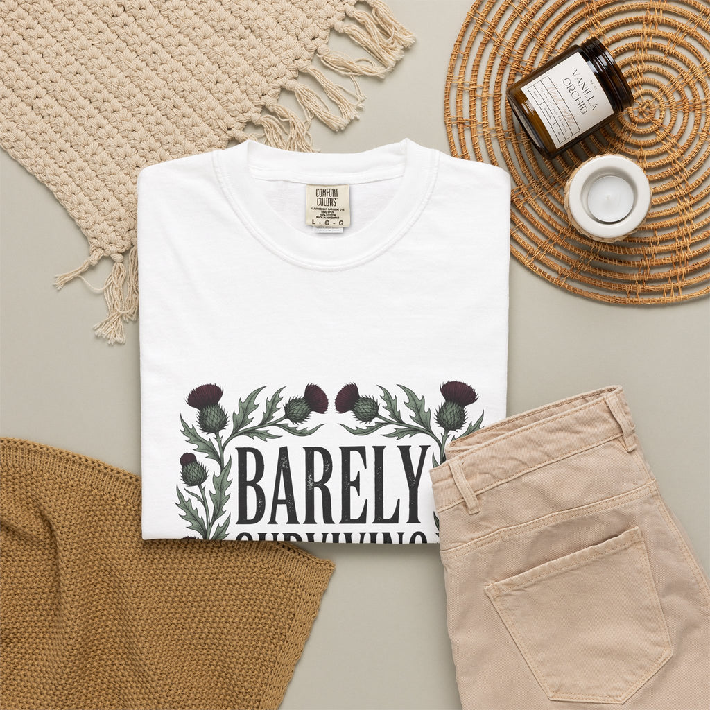 Thistle Flower Graphic T-Shirt Mom Humor Gift Women Botanical T-Shirt Thistle T-Shirt Mother Fan Illustrative T-Shirt Sarcastic Graphic Vintage