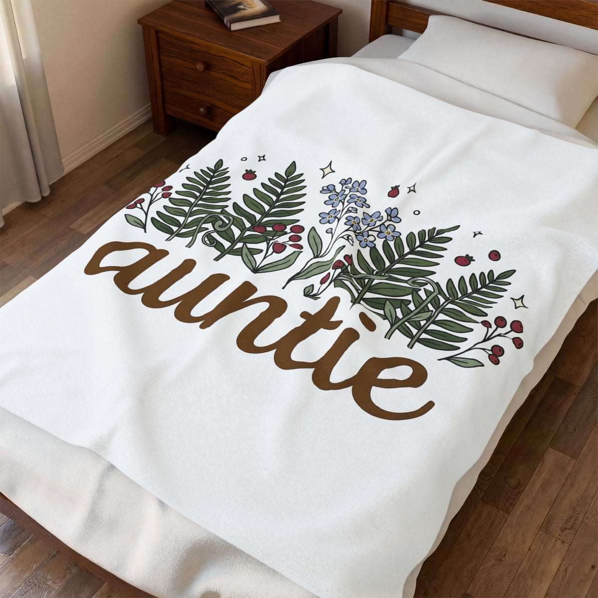 Botanical Floral Graphic Blanket Aunt Family Gift Women Whimsical Blanket Flower Blanket Auntie Fan Boho Graphic Hand Drawn Stars Blanket