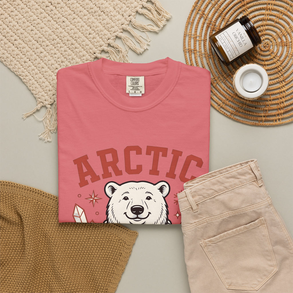 White Bear T-Shirt Christmas Cold Season Gift Women Comic T-Shirt Polar Bear T-Shirt Winter Fan Cartoon T-Shirt Frost Graphic Retro Ice Crystals