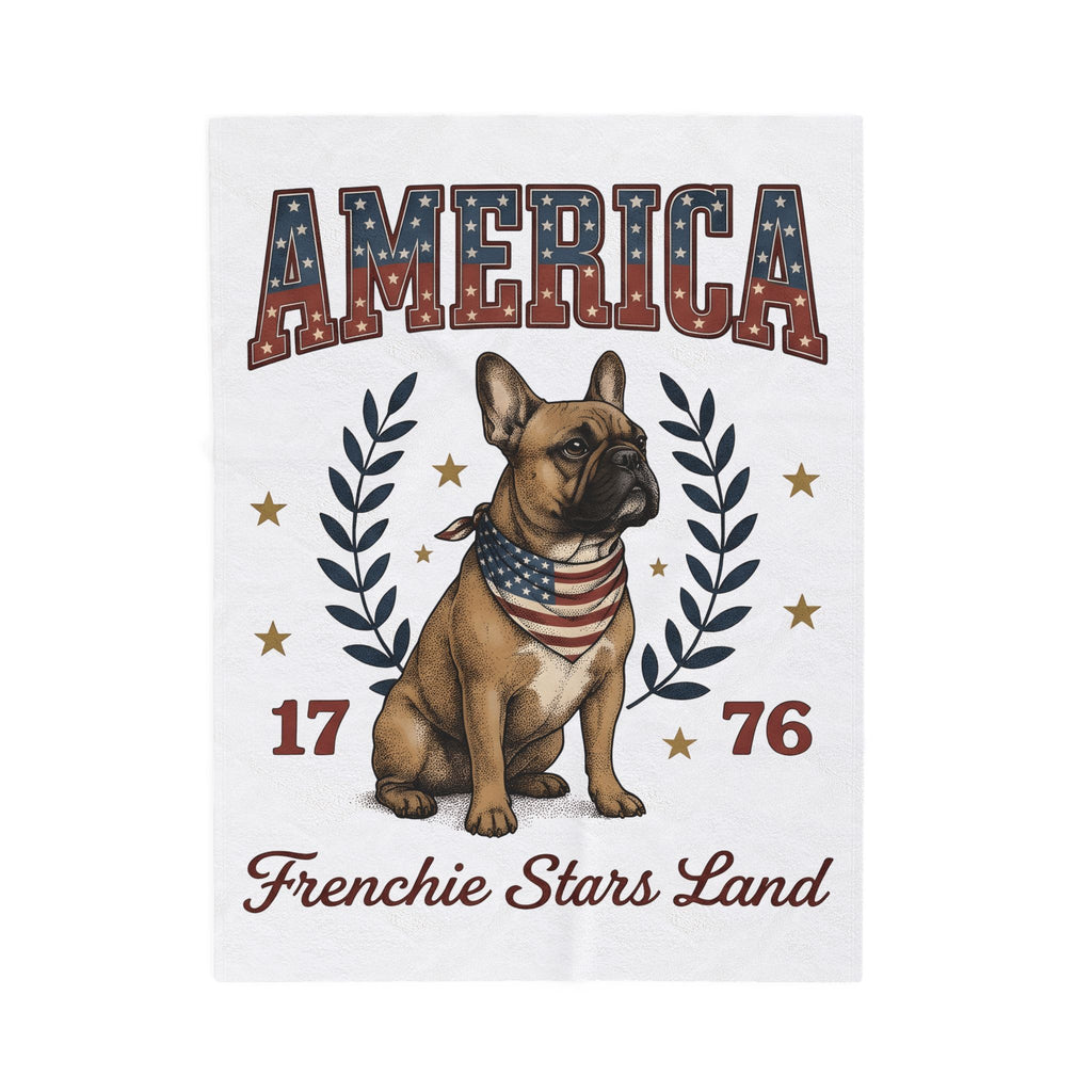 French Bulldog Blanket America Patriotic Gift Women Vintage Blanket Bouledogue Blanket American Fan Retro Illustration Graphic Retro Stars Blanket