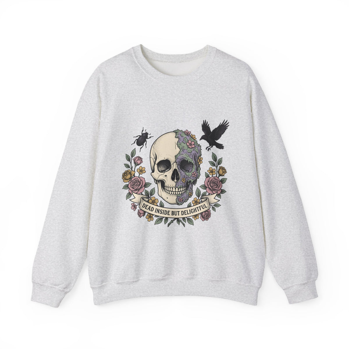 Bone Flower Halloween Occult Gift Neo Traditional Skeleton Horror Fan Tattoo Mystic Hand Drawn Sweatshirt