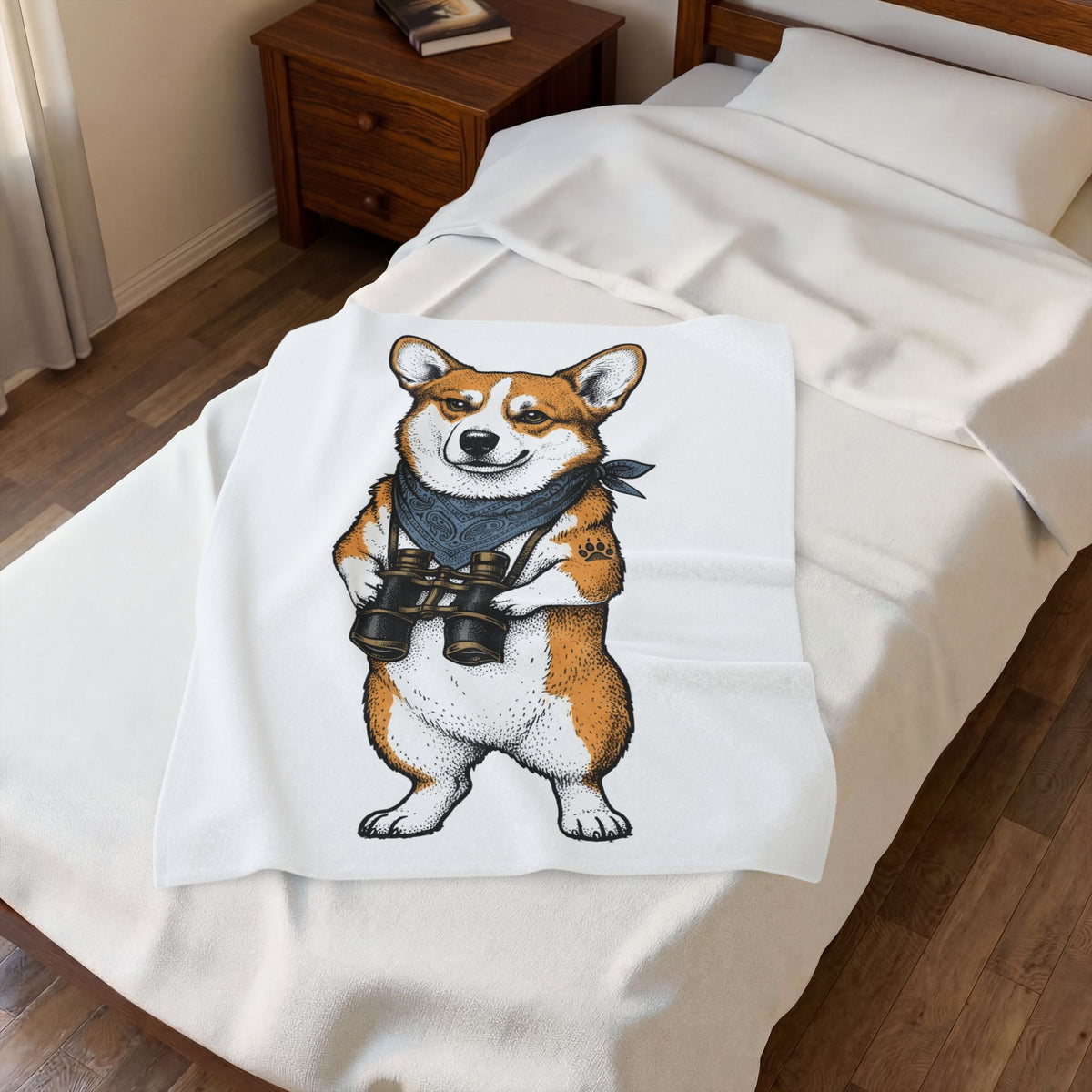 Corgi Puppy Blanket Dog Pets Gift Women Sketch Blanket Puppy Blanket Dog Fan Pup Drawing Pet Graphic Retro Spyglass Blanket