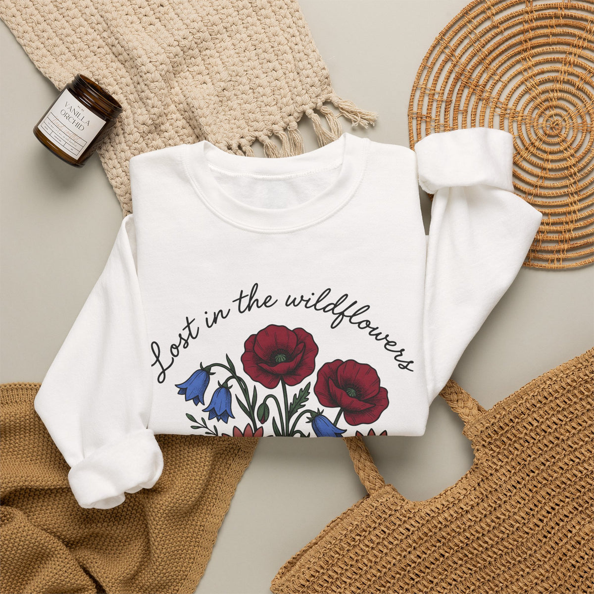 Meadow Flowers Sweatshirt Floral Garden Gift Women Plant Drawing Sweatshirt Wildflowers Sweatshirt Flower Fan Botanical Sweatshirt Yard Graphic Hand Drawn