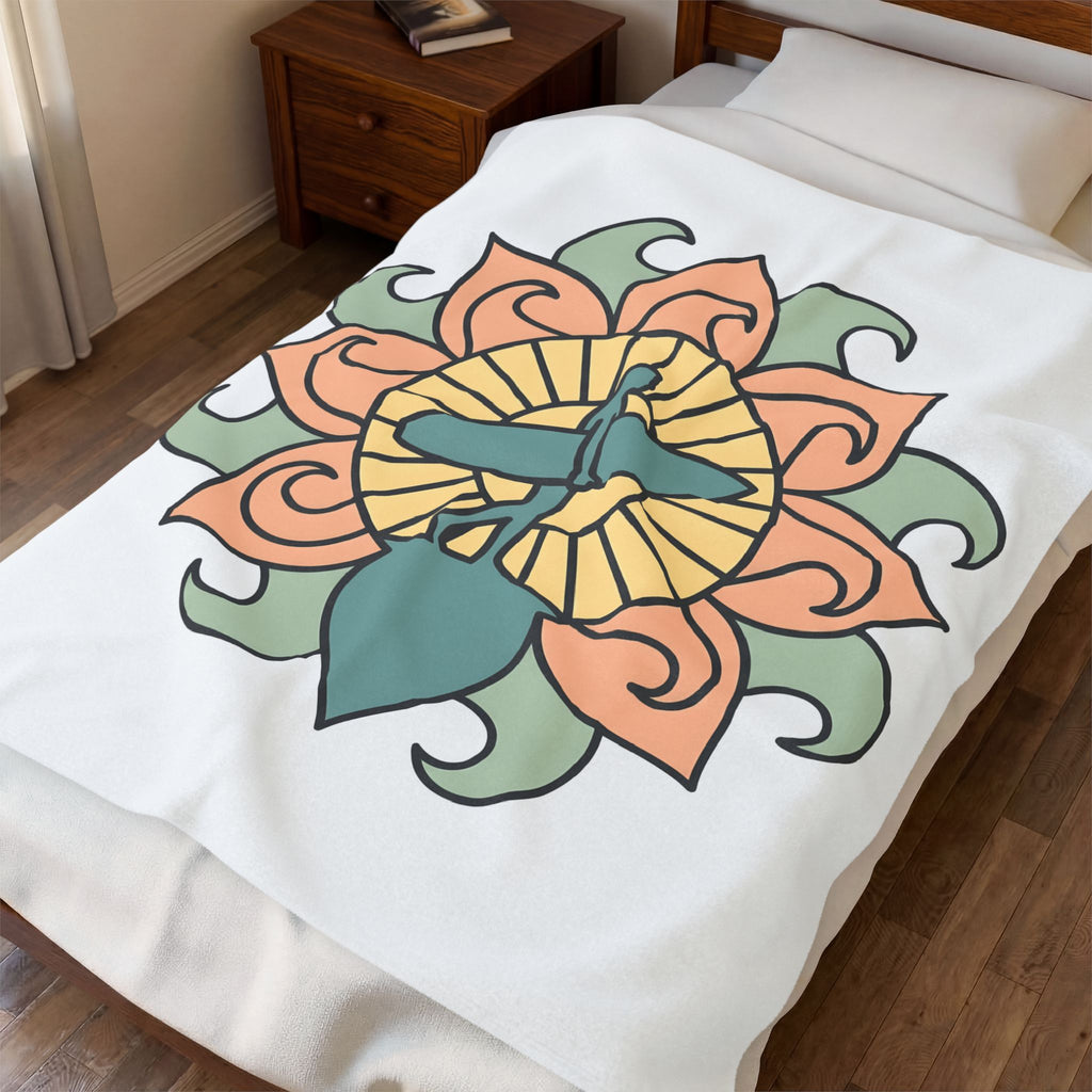 Surfer Outline Blanket Sports Ocean Gift Women Hippie Blanket Surfer Blanket Athlete Fan Marine Graphic Blanket Simple Floral Circle Blanket