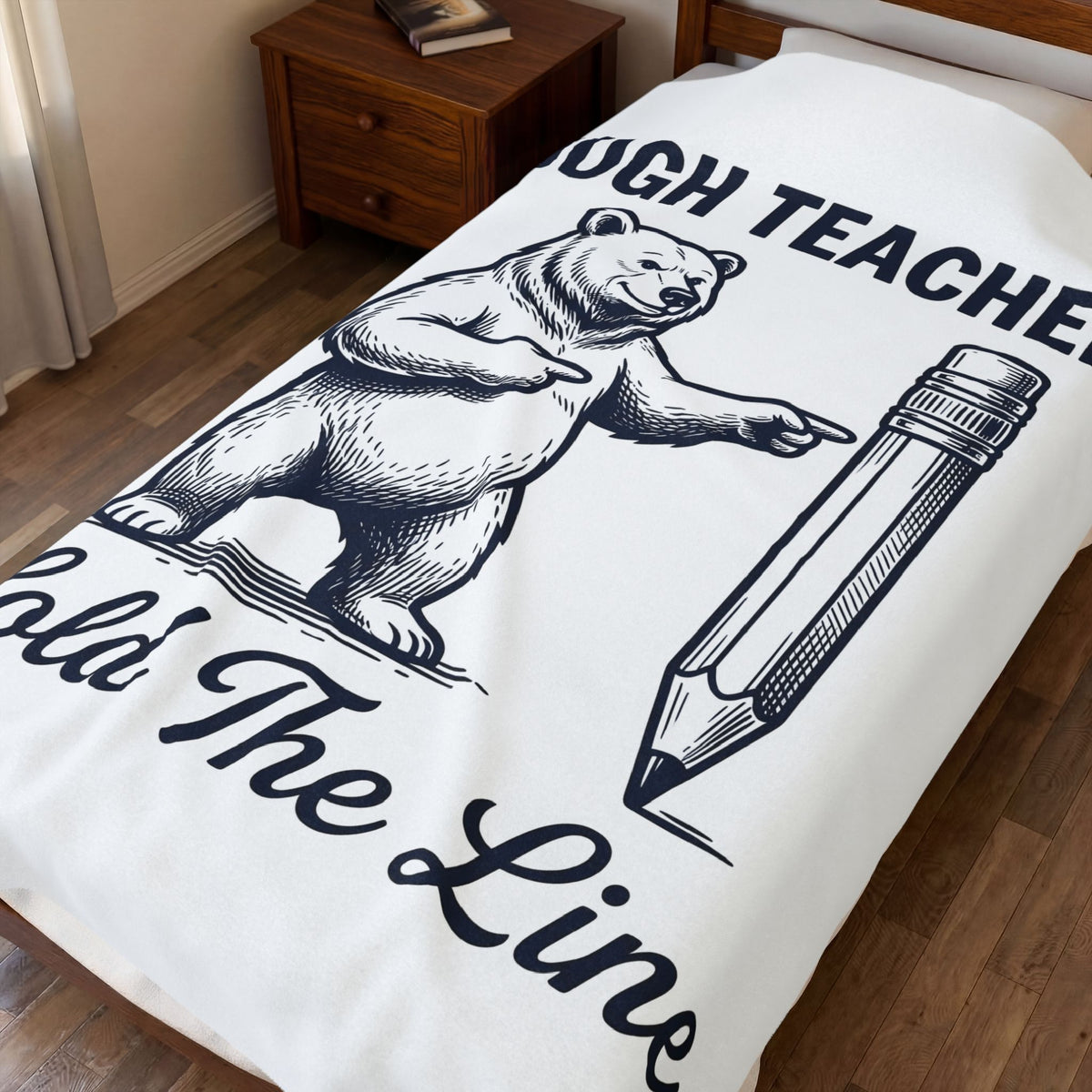 Bear Pen Blanket Teachers Wildlife Gift Women Sketch Blanket Pen Holder Blanket Educator Enthusiast Drawing Illustration Retro Classroom Blanket