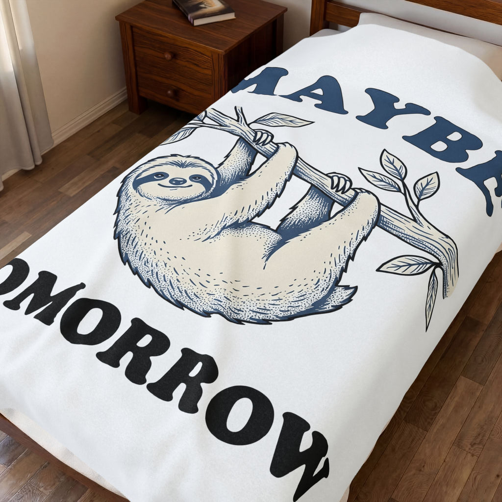 Sloth Drawing Blanket Funny Fauna Gift Women Sketch Blanket Sloth Blanket Humor Fan Doodle Blanket Wildlife Graphic Line Art Twig Blanket