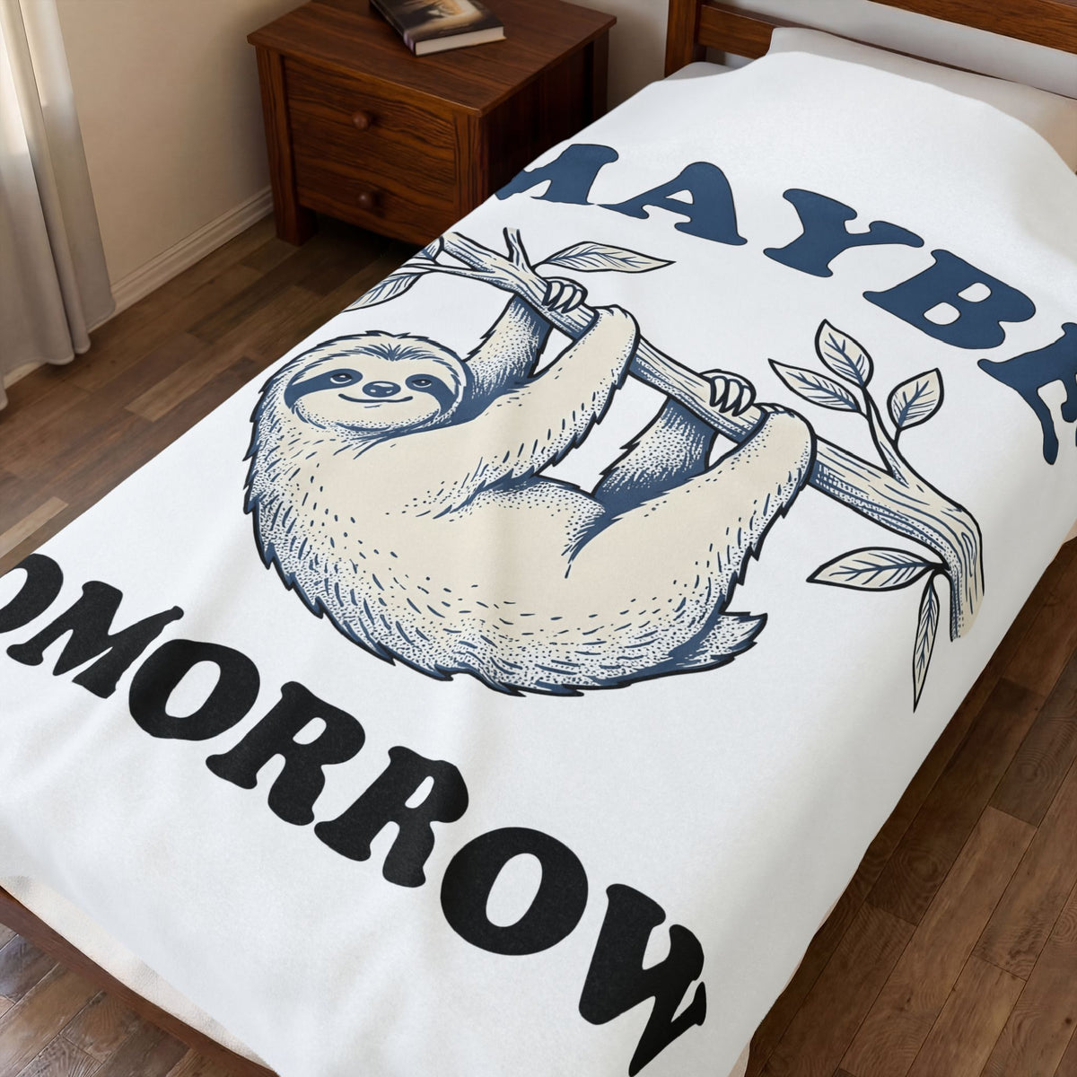 Sloth Drawing Blanket Funny Fauna Gift Women Sketch Blanket Sloth Blanket Humor Fan Doodle Blanket Wildlife Graphic Line Art Twig Blanket