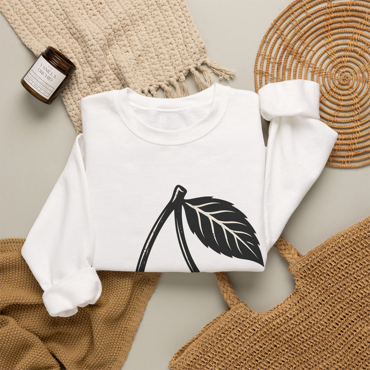 Cherry Illustration Sweatshirt Moms Produce Gift Women Rustic Sweatshirt Cherry Sweatshirt Mother Fan Vintage Sweatshirt Harvest Graphic Nostalgic Plaid Design