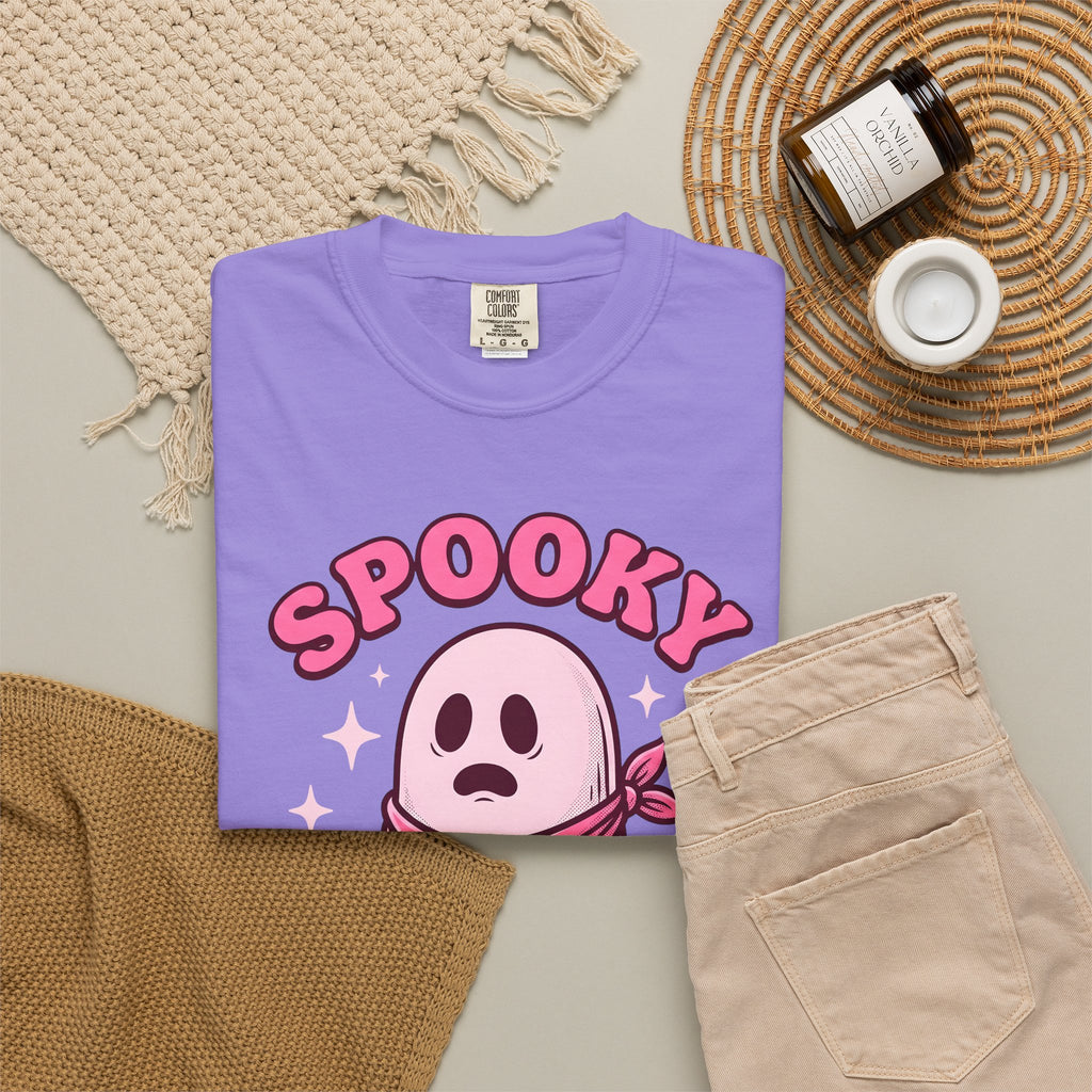 Ghost Scarf Cowgirl Season Gift Comic Scarf Rodeo Fan Cartoon Autumn Vintage Glitter T-Shirt