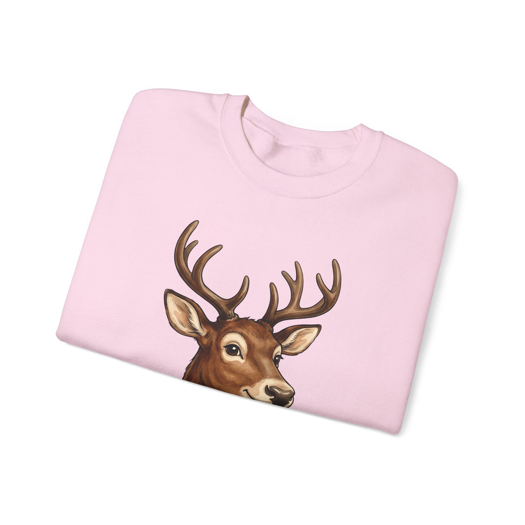 Stag Christmas Fauna Gift Cartoon Deer Xmas Fan Reindeer Hand Painted Holiday Bells Sweatshirt