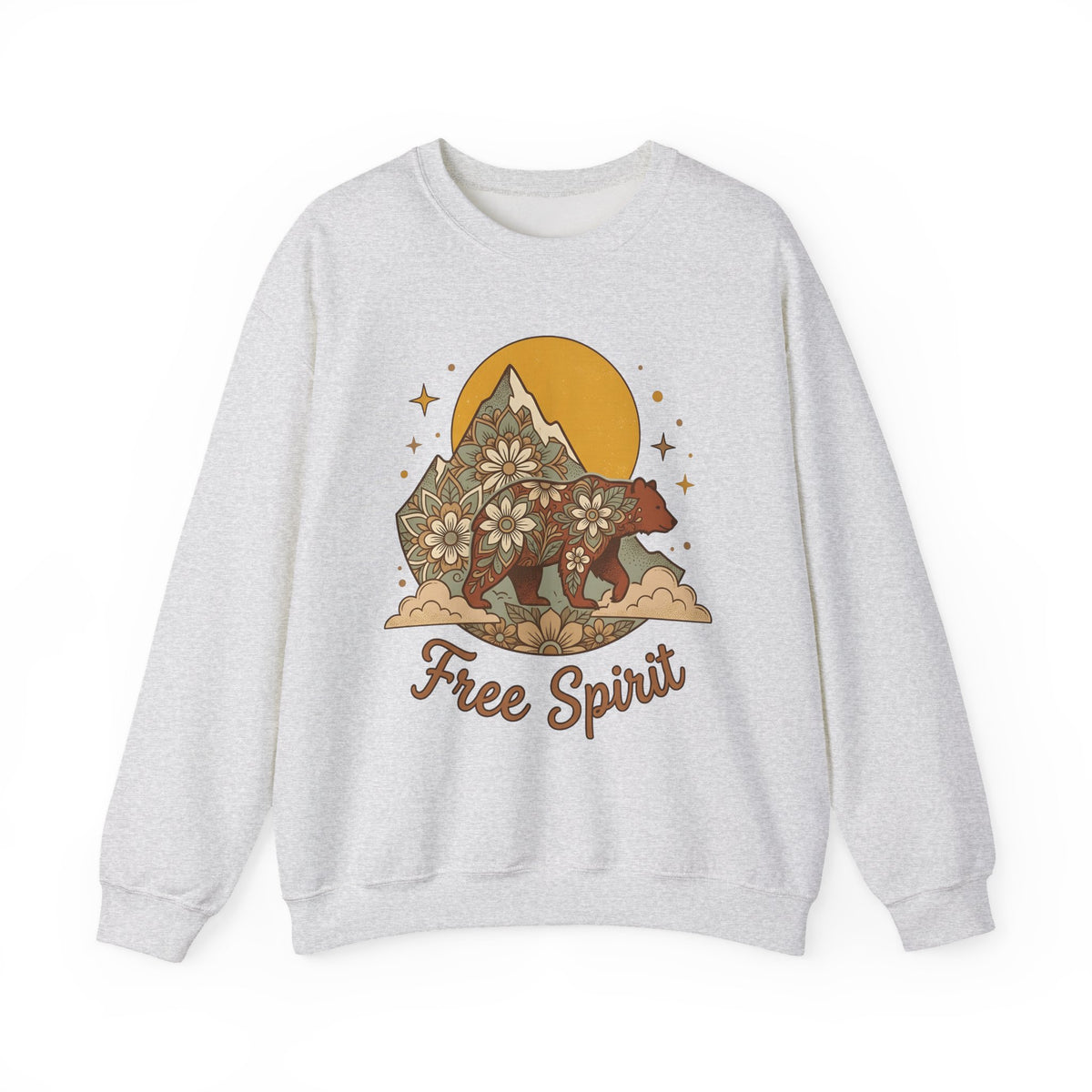 Flower Bear Sweatshirt Boho Chic Outdoors Gift Women Hippie Sweatshirt Teddy Bear Sweatshirt Bohemian Fan Psychedelic Sweatshirt Nature Graphic Retro Hill