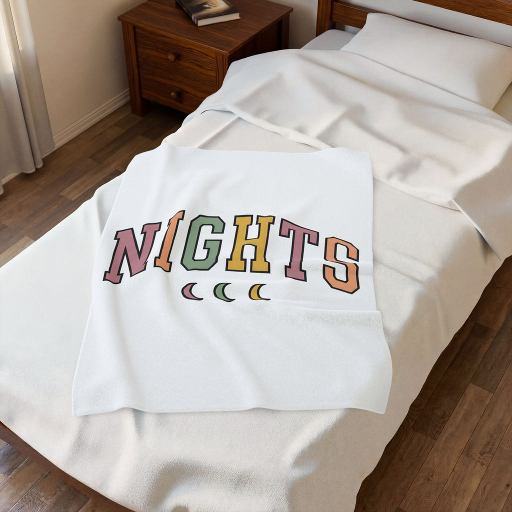 Varsity Lettering Design Blanket Nurses Graveyard Shift Gift Women Pale Hues Blanket Letterman Blanket Nursing Enthusiast Pastel Blanket Night