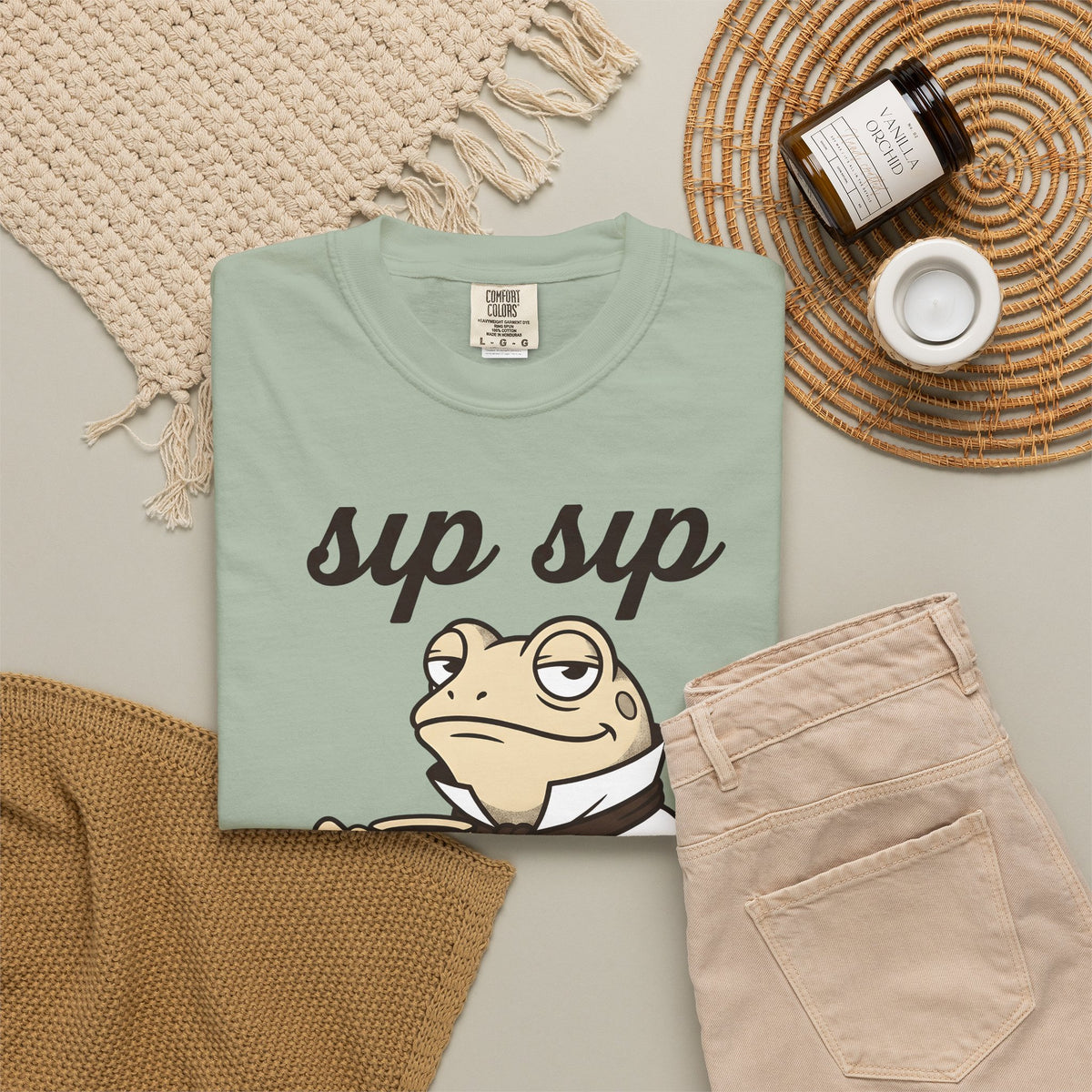 Frog Tea T-Shirt Funny Animal Gift Women Cartoon T-Shirt Tea T-Shirt Humor Fan Comic T-Shirt Creature Graphic Vintage Suit T-Shirt