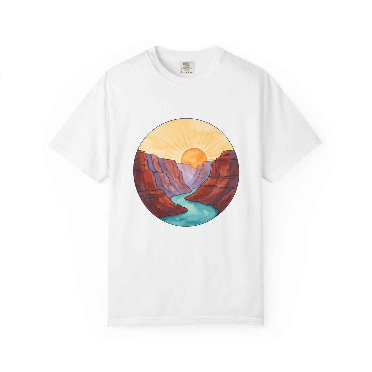 Desert Canyon T-Shirt Nature Hiking Gift Women Hand Painted T-Shirt Canyon T-Shirt Outdoors Enthusiast Painted T-Shirt Trekker Graphic Retro Dawn