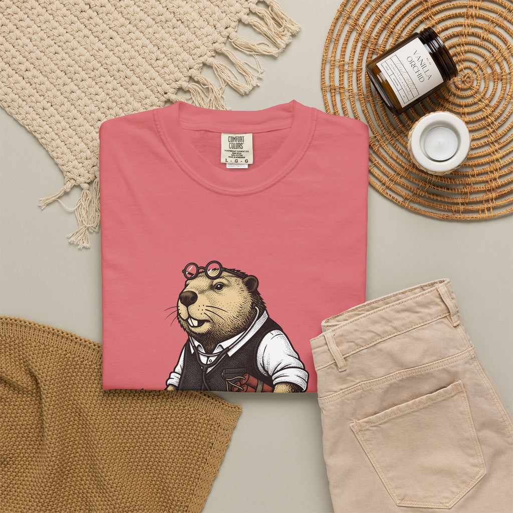 Beaver Apparel T-Shirt Funny Fauna Gift Women Caricature T-Shirt Beaver T-Shirt Humor Fan Cartoon T-Shirt Wildlife Graphic Old School Cash Money
